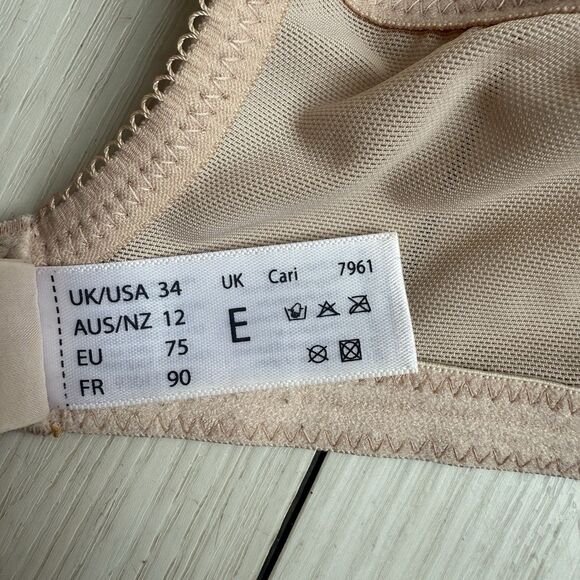 34 E Panache Cari Women’s Beige Underwire Back Closure Demi Bra Lightly Lined - Picture 9 of 10